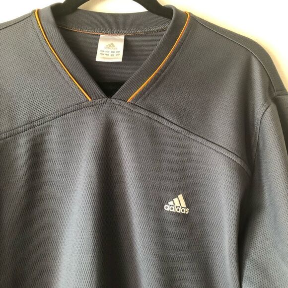 Men’s Adidas Grey & Orange Stripe Pullover Large - Picture 2 of 7